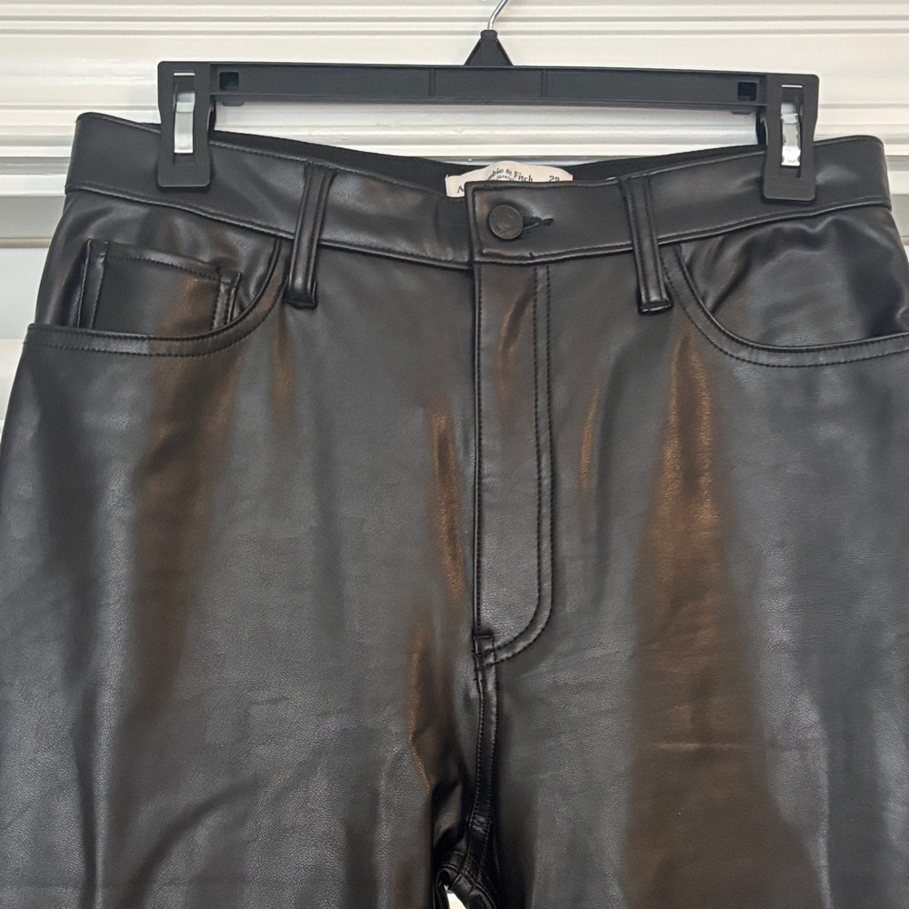 Abercrombie & Fitch “The 90s Straight Ultra High Rise” Black Vegan Leather Pants